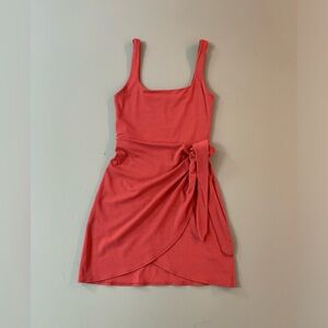 Orange tank top dress with tie up side